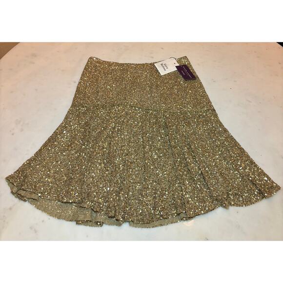 Ralph Lauren Collection Sequin Embellished Skirt Gold Runway Party Formal $5K 8 - Picture 9 of 15